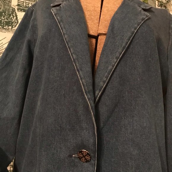 Med Cherokee Denim Oversized Blazer ♥ Deep Pockets - Picture 16 of 16